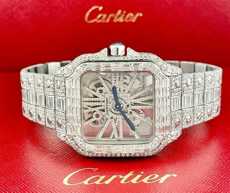 iced out cartier watch cheap|iced out cartier skeleton watch.